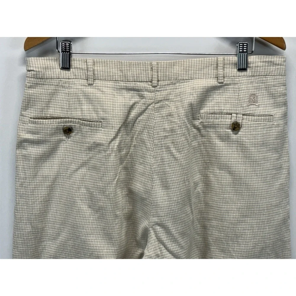 Vtg Tommy Hilfiger Linen Blend Pants Men's 36x30 (34x29) Houndstooth Pleated 90s